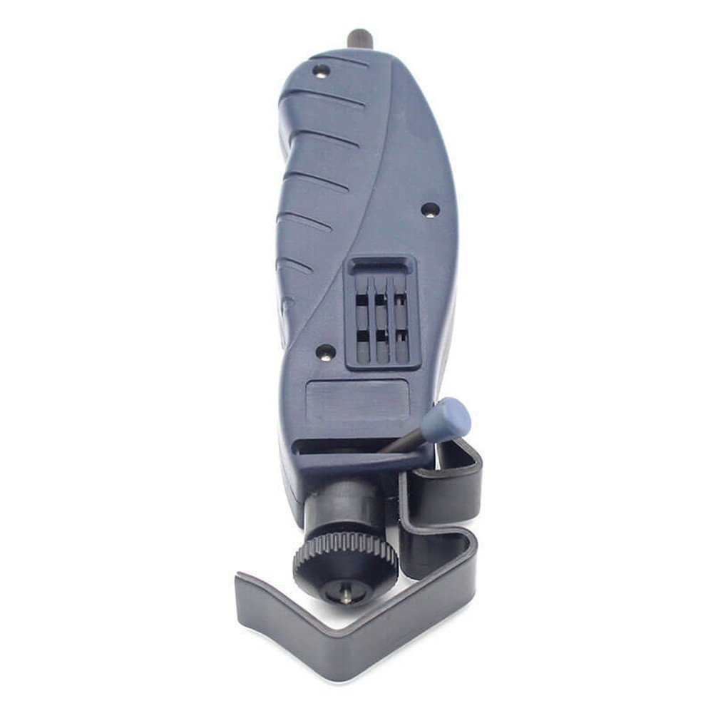 Round cable jacket stripper with hook blade